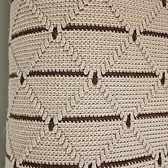 Hand Crocheted afgan. Brown and tan. Beautifully crafted. About 60" by 60". No - Picture 4 of 6